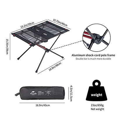 Naturehike FT07 Ultralight Camping Table, 1.6 LBS Portable Backpacking Table with Carry Bag & Cup Holder, Folding Mesh Camp Table for Camping Picnic Beach Fishing