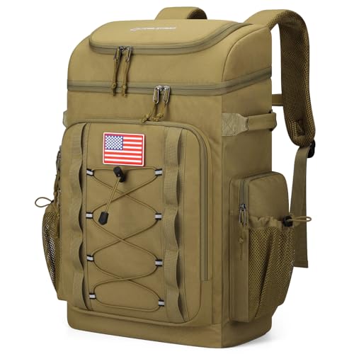 Maelstrom Backpack Cooler,Soft Lightweight Leakproof Cooler Backpack,Men Women 35/50 Can Insulated Cooler Bag,Keeps Hot/Cold for Up to 16 Hours,Perfect for Camping, Beach - color: Khaki, size: 50 Can