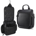 Masa Kawa Leather Hanging Travel Toiletry Bag for Men Portable Expandable Camping Cosmetics Makeup Toiletries Organizer Waterproof Bathroom Shaving Kit Black Wash Bags - color: Black