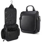 Masa Kawa Leather Hanging Travel Toiletry Bag for Men Portable Expandable Camping Cosmetics Makeup Toiletries Organizer Waterproof Bathroom Shaving Kit Black Wash Bags - color: Black