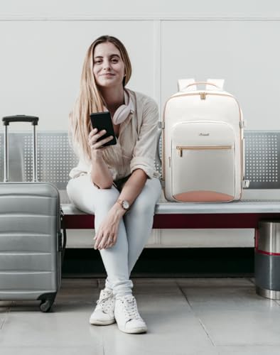 LOVEVOOK 50L Travel Backpack Flight Approved Carry on Backpack,3 Packing Cubes,Waterproof Personal Item Travel Bag,TSA Carry on Luggage Suitcase Travel Essentials,Gifts for Women & Men,fits 18" Laptop - color: A-light Gray-pink, size: X-Large-50L-4Pcs