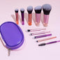 Portable ON THE GO Makeup Brush Set, COSHINE 10pcs Easy-taken Mini Full Complete Function Cosmetic Brushes Kit with Brush Pouch (colorful) - color: colorful
