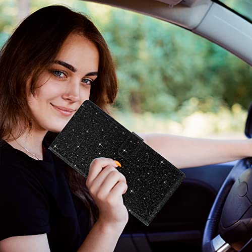 RSAquar Car Registration and Insurance Holder, Vehicle Glove Box Organizer Cool Car Accessories, Auto Truck Document Holder for Cards, Driver License, Black Glitter - color: AAA Glitter Black