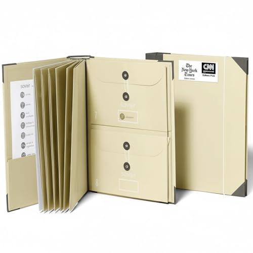 The Folio® Important Document Organizer by Savor | Binder with Guided Labels, Acid-Free File Folder Organizer with 10 Pockets, Document Holder for Home Records, Legal and Medical Papers (Slate) - color: Slate, style: Document Organizer (English Version)