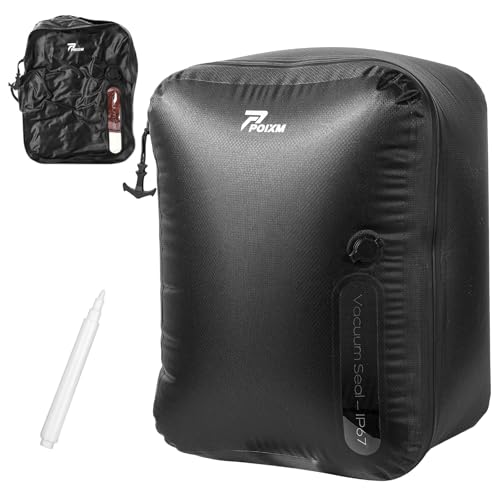 Vacuum Bags for Travel, 180° Open Zipper, IP67 Waterproof, Reusable Space Saver Compression Bags for Backpack, Suitcase(1 Pack, No Pump) - color: Black - 1PC, size: Large