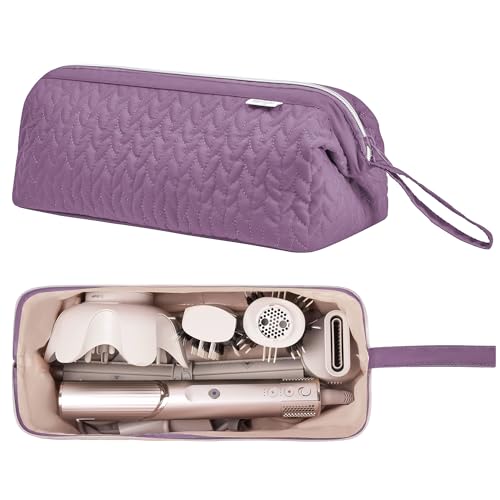 KarSyon Shark Flex Style Case for Dy son Airwrap Hair Dryer Brush Revlon Hair Tools Travel Bag Carrying Case Flat Curling Iron Organizer (Purple) - color: Purple
