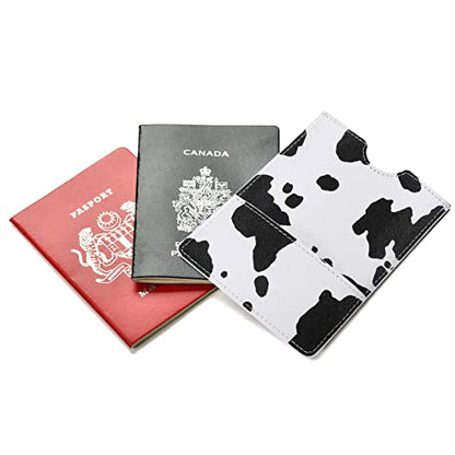XEYOU Passport Holder Cover - Ultra Slim Premium Vegan Leather Travel Wallet Case Cover - color: Cow Pattern