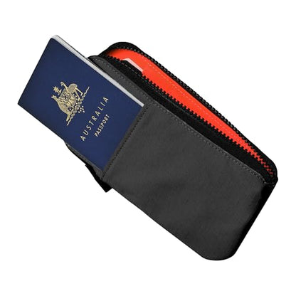 ALPAKA Zip Travel Wallet Black Axoflux 210D - RFID Passport Holder - Self Locking Zipper - Tear Resistant Material - Four Pockets and Two Card Slots - HUB Accessories Compatible - color: Black
