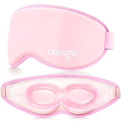 NEWGO Cooling Gel Eye Mask 3D Soft Cold Eye Mask, Eye Ice Pack with Zero Eye Pressure Hot Cold Therapy Blackout Sleep Mask for Puffiness, Dark Circles, Dry Eyes, Headaches and Stress Relief - Pink - color: Pink