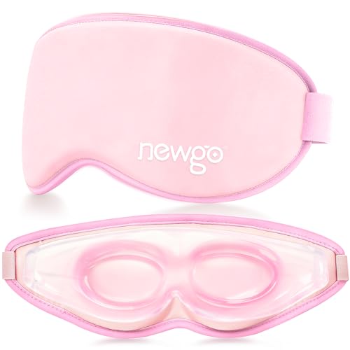 NEWGO Cooling Gel Eye Mask 3D Soft Cold Eye Mask, Eye Ice Pack with Zero Eye Pressure Hot Cold Therapy Blackout Sleep Mask for Puffiness, Dark Circles, Dry Eyes, Headaches and Stress Relief - Pink - color: Pink