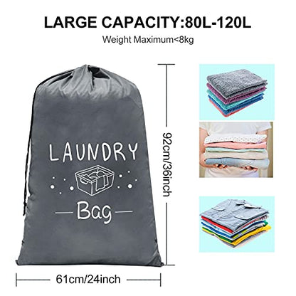 Sylfairy 2 Pack Extra Large Travel Laundry Bag, Dirty Clothes Organizer with Drawstring,Heavy Duty Travel Laundry Bags,Easy Fit a Laundry Hamper Travel Essentials - color: Grey+Blue