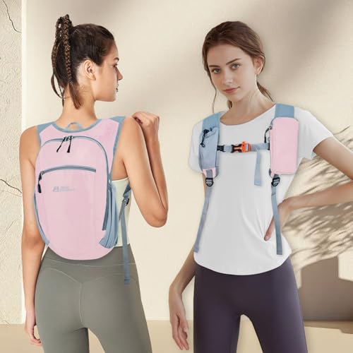 Hiking Backpack 10L/15L Small Daypack Lightweight Packable Travel Foldable Water Resistan for Women Men (Pink, 15L) - color: Pink, size: 15L