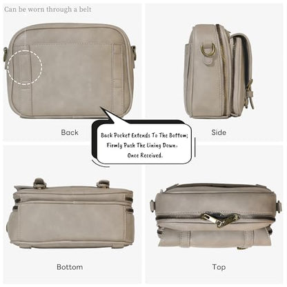 Women‘s Anti Theft RFID Blocking Small Vegan Leather Crossbody Bag Travel Purse With Built In Wallet Messenger Bag - color: Gray