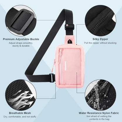 Small Sling Bag for Women Men Chest Bag Water Resistance Mini Crossbody Bag Adjustable Strap Lightweight Shoulder Bag - color: 04-pink