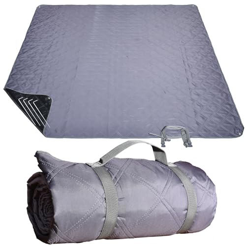 Waterproof Picnic Blanket 80 * 80 in Portable with Carry Strap for Beach Mat or Family Outdoor Camping Party, Park Blanket for Grass Park, Hiking, Travel - color: Grey, size: 6'8" x 6'8" (Square)