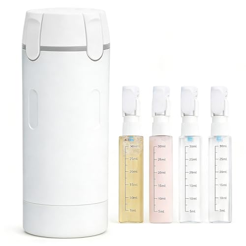 4 in 1 Travel Dispenser Bottle, 4 Pack 30ML Travel Bottles for Toiletries, Refillable, Leak Proof, Portable, for Travel, Camping, Business Trip, for Face Wash, Body Wash, Lotion, Toner (White) - color: White
