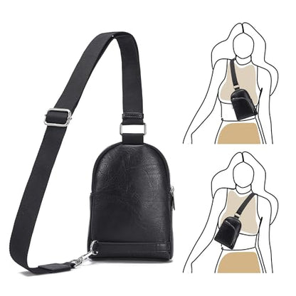 INICAT RFID Blocking Sling Bag, Anti Theft Crossbody Bag for Women Compact Travel Purses Leather - color: Dark Blackish