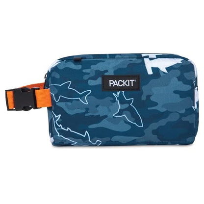 PackIt Freezable Snack Box, Camo Shark, Built with ECOFREEZE Technology, Collapsible, Reusable, Zip Closure with Buckle Handle, Great for Fresh Snacks on the go (Pack of 12) - color: Camo Sharks, size: PackIt Freezable Snack Box (Pack of 12)