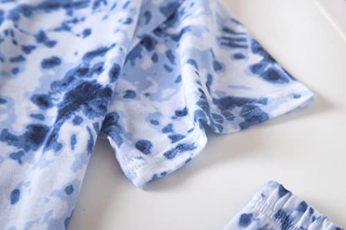 PNAEONG Women Pajama Set Sleepwear Tops with Capri Pants Casual and Fun Prints Pajama Sets - color: Blue Fireworks, size: Medium