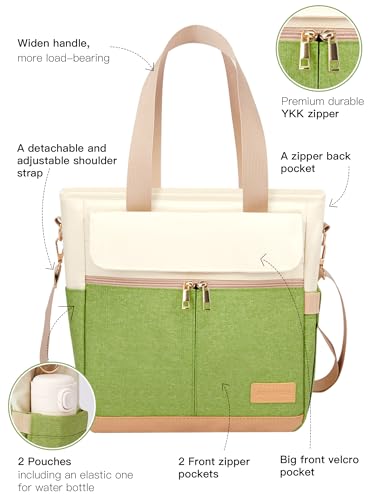 JOYHILL Lunch Bag for Women, Lunch Tote Leakproof Insulated Lunch Box with Shoulder Strap, Adult Reusable Lunch Cooler Tote Bags for Work Picnic Camping Beach (AVOCADO GREEN) - color: GA-AVOCADO GREEN