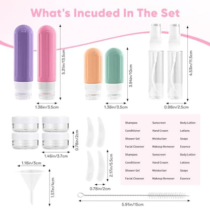 Landisun Travel Bottles for Toiletries 18Pack Travel Size Containers Toiletry Travel-Containers TSA Approved Leak Proof (Green) - color: Green