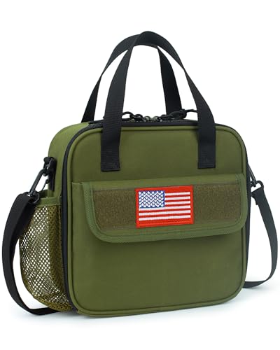 Tactical-style Lunch Bag 5L Kids Lunch Bag with Adjustable Shoulder Strap Easy to Clean Leakproof Wipeable liner Toddler Lunch Box Bag for Boys Girls School and Daycare - color: Green