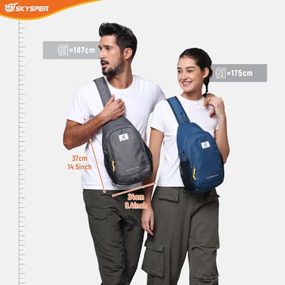 SKYSPER Sling Bag Anti Theft Crossbody Bag RFID Lightweight Travel Shoulder Chest Bag for Hiking Walking - color: Grey