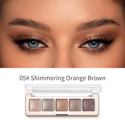 Glitter Shimmer Eyeshadow Palette – High Pigment Sparkly Metallic Eye Makeup Rose Quartz, Silver Champagne, Coral Pink, Taupe Gold & Plum Silver Shades, Long-Lasting Festival Party Eye Glitter Palette - color: C05