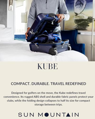 Sun Mountain Kube Golf Travel Bag, 2-Wheel Rolling System-Compact Storage Case - color: Steel Black Rush Red