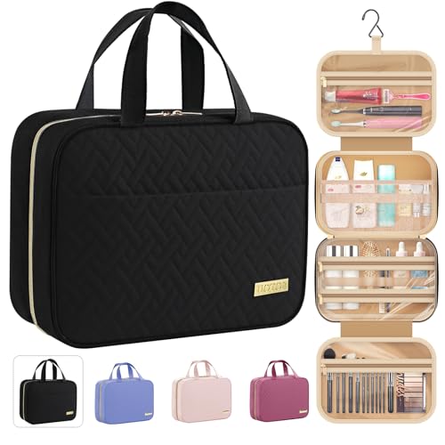 HOTOR Travel Toiletry Bag - Hanging Toiletry Bag for Women & Men, Makeup Bag/Big Comparment, Waterproof for Travel Accessories, Travel Essentials, Medium, Black - color: Black, size: Medium