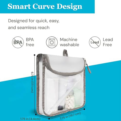 (re)zip TSA Approved Travel Toiletry Bag with Hanging Loop, Travel Quart Bag– Reusable Clear Makeup bags with zipper, Clear Pouch for Travel Essentials, Cosmetic | BPA-Free, Machine Washable - Gray - color: Gray