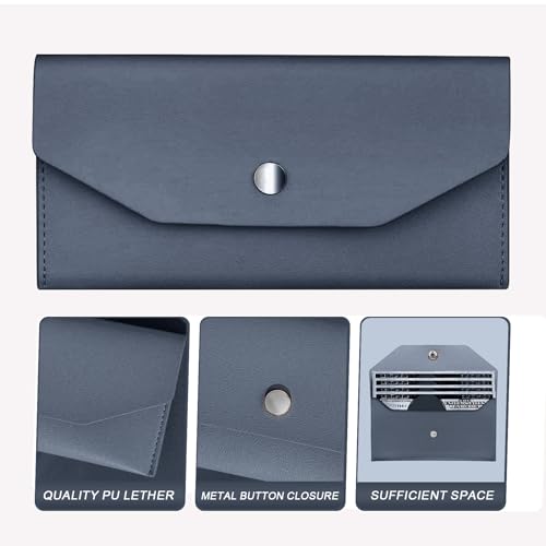 Pu Leather Cash Envelope Wallet for Women - Reusable Cash Stuffing Wallet, Budgeting Companion (Dark-Blue) - color: Dark-Blue