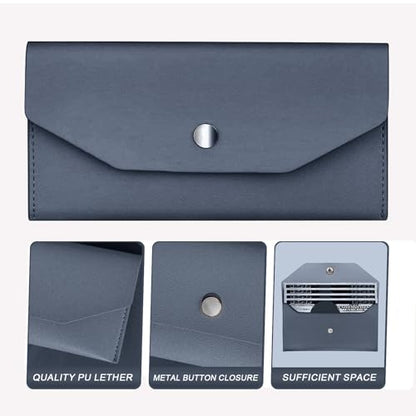 Pu Leather Cash Envelope Wallet for Women - Reusable Cash Stuffing Wallet, Budgeting Companion (Dark-Blue) - color: Dark-Blue