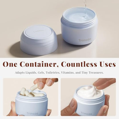 New Travel Toiletry Containers [Ultra Leakproof] TSA-Approved, PLA Hard Shell Jars with 5 Magnetic Labels, Wide Mouth Bottles for Lotion, Cleanser, Shampoo, Conditioner, Blue, 3 Pack, 1OZ - color: Blue, size: 1 oz / 30 ml