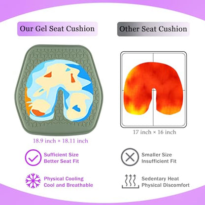 Thin Gel Seat Cushion for Car Seat, Office Chair, Wheelchair, Golf Cart - Non-Slip Car Seat Cushions with 0.7 Inch Gel - Sciatica & Coccyx Pain Relief (Fabric, Green) - color: Green