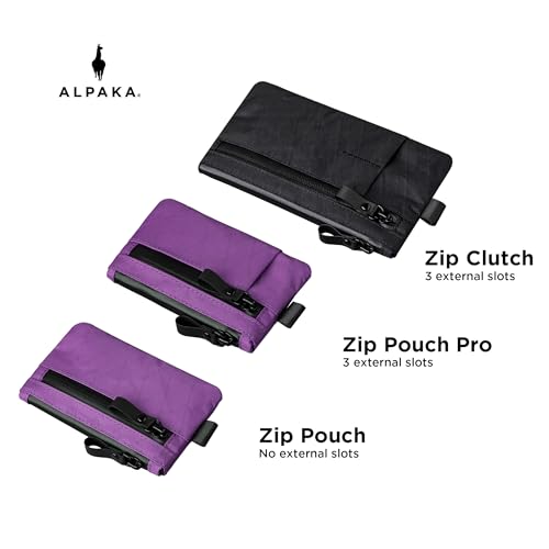 ALPAKA Zip Pouch Mulberry X-Pac VX21 - RFID-Blocking Small Cash and Card Zip Wallet with Carbon Neutral, Weatherproof Fabrics, EDC Pouch for Men Travel - color: Mulberry