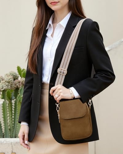 Fashion Small Crossbody Bags for Women Trendy Designer Cell Phone Purses Wallets with Card Holder Anti Theft Travel - color: Sandy Brown
