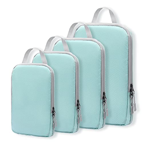 WOOMADA Compression Packing Cubes for Suitcases Travel Essentials 4 Set Expandable Travel Bags Organizer for Luggage(turquoise) - color: A-turquoise, size: 4 set