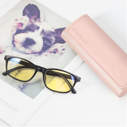 RayLove Hard Shell Glasses Case, Lightweight Leather Eyeglass Case, Travel-Friendly Sunglasses Protector for Men & Women - color: Rose Gold