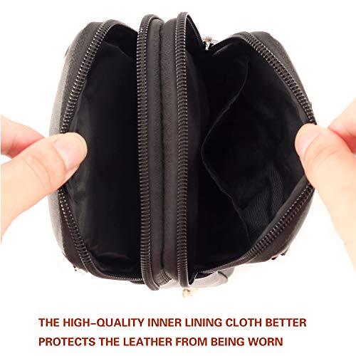 Small Mens Leather Satchel Cell Phone Holster,Vertical Belt Clip Cellphone Pouch,Purse Waist Bag Fanny Pack Compatible with Google,Zipper Phone Bag for Work,Hike - color: Black
