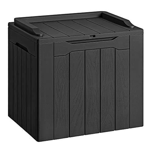 Devoko 30 Gallon Resin Deck Box Waterproof Outdoor Storage Box for Patio Furniture Pool Accessories Indoor Storage for Cushion Garden Tools (30 Gallon, Black) - color: Black, size: 30 Gallon 1 Pack
