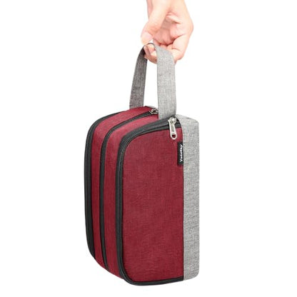 Yeiotsy Men's Travel Toiletry Bag – Small Dopp Kit with Mesh Pockets & 3 Compartments, Durable Shaving Organizer for Gym, Camping & Weekend Trips - color: Red