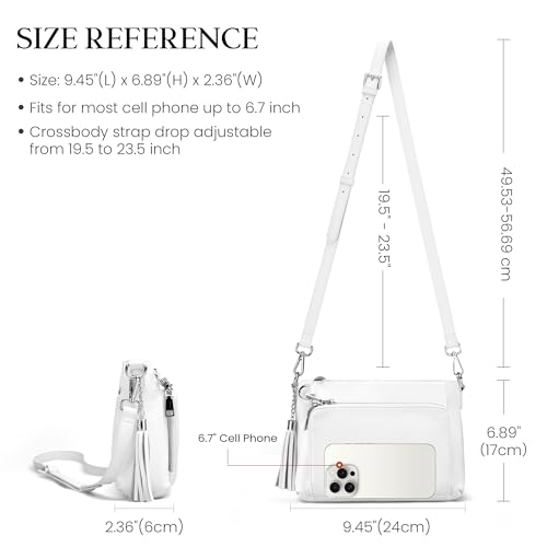 befen Anti Theft Genuine Leather Crossbody Bags for Women Handbags and Shoulder Basg with Built in Wallet RFID Leather Purse - color: A01-white