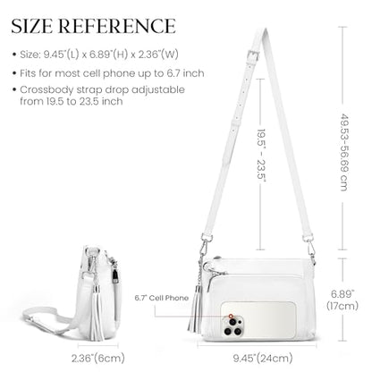 befen Anti Theft Genuine Leather Crossbody Bags for Women Handbags and Shoulder Basg with Built in Wallet RFID Leather Purse - color: A01-white