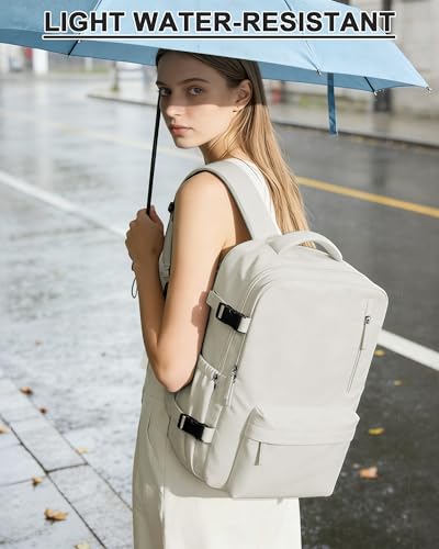 WONHOX Vacuum Seal Backpack for Travel with Air Pump Compression Daypack Personal Item Carry on Flight Approved Vacpack Laptop Space Saver Bags Storage with Vacuum System Travel Bag Women Men Beige - color: A2-beige