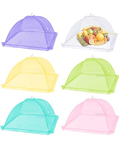 Food Cover Mesh Food Tent, 17"x17", Nylon Covers, Pop-Up Umbrella Screen Tents, Collapsible and Reusable Patio Bug Net for BBQ, Picnics, Parties, Camping, Outdoor - 6 Colors - color: 6-colors