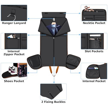 Convertible Garment Duffel Bags for Travel - Carry on Garment Duffle with Toiletry Bag Storage Bag Large Travel Duffel Bag 2 in 1 Hanging Suit Bag Weekender Bag for Men Women 3pcs Set - color: A03-black flower