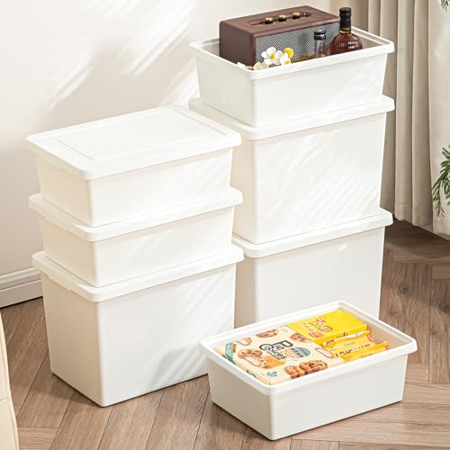 YUNGSHY 2 Pack 15 Quart White Large Stackable Storage Bins With Lids,Bathroom Closet Undersink Organizers and Storage Containers and Durable Nestable Closet, Garage, Totes (white, 15Qt. -2Pack) - size: 15Qt. -2Pack