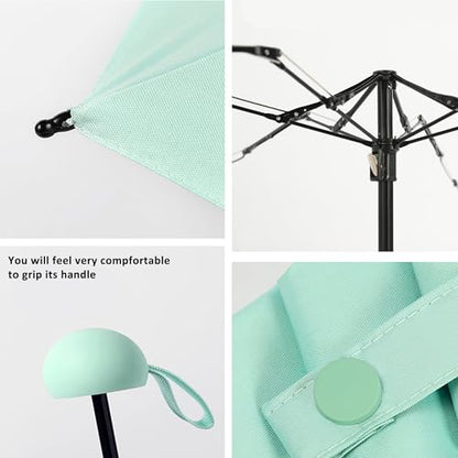 BAODINI Travel Essentials Mini Umbrella for Purse With Case Small Compact UV Sun Protection Lightweight Tiny Pocket Manual Open Close Umbrella for Women Kids and Men Fits Purse Backpack - color: E-1-Green