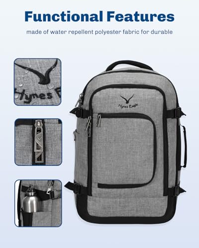 Hynes Eagle Travel Backpack 40L Flight Approved Carry on Backpack Men Large Cabin Weekender Laptop Backpack Women 15.6 inches - color: Light Grey 2023